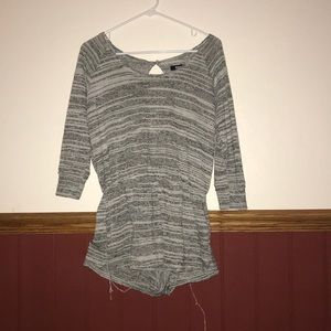 Open back black and white striped romper